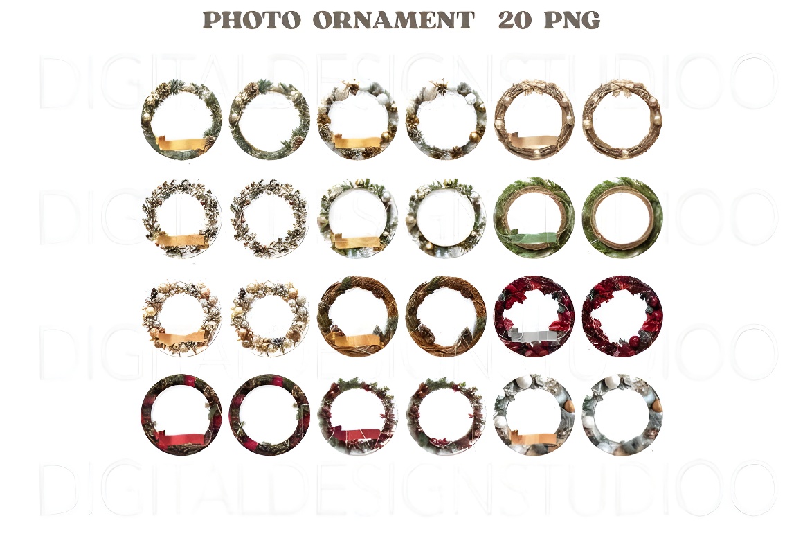 Custom Round Christmas Ornament PNG - Sublimation Digital Download - Image 2