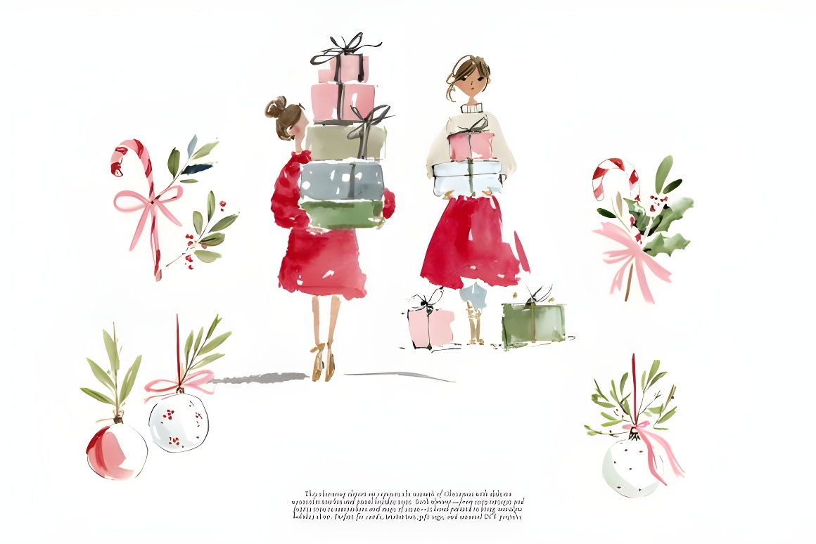 Cozy Christmas Watercolor Clipart: Holiday PNG, Nutcracker, Winter Animals - Image 3