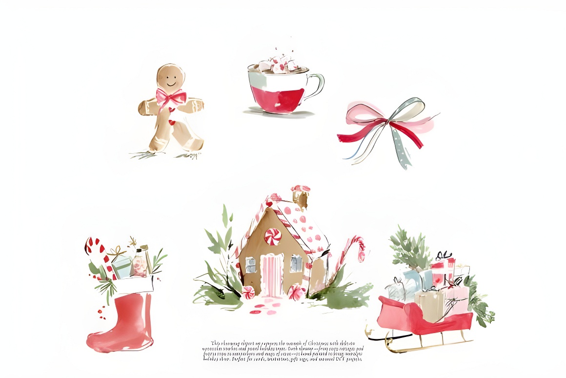 Cozy Christmas Watercolor Clipart: Holiday PNG, Nutcracker, Winter Animals - Image 5