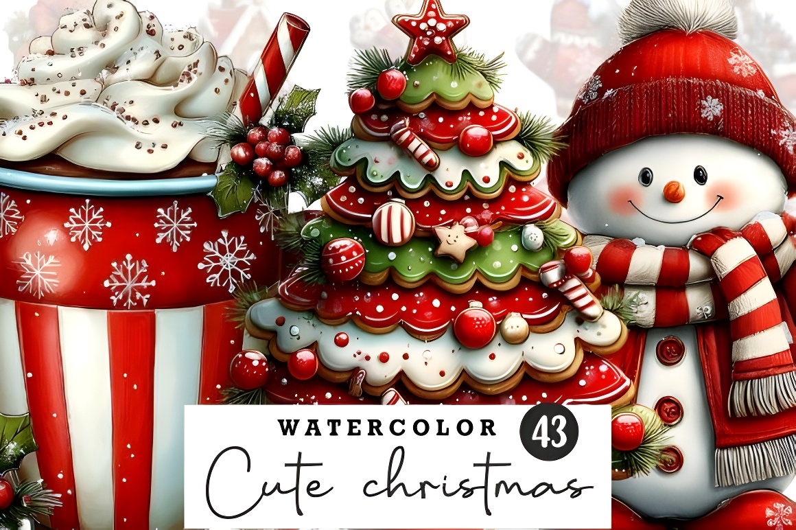 Festive Christmas Clip Art Bundle: 43 PNG Designs (300dpi)