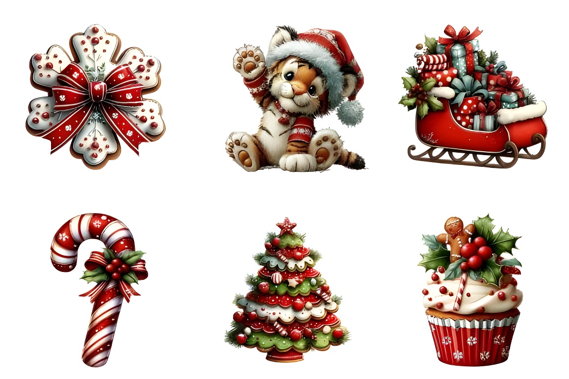 Festive Christmas Clip Art Bundle: 43 PNG Designs (300dpi) - Image 3