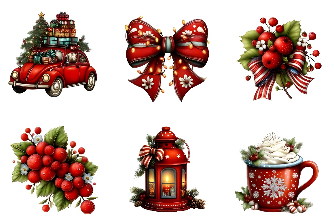 Festive Christmas Clip Art Bundle: 43 PNG Designs (300dpi) - Image 4
