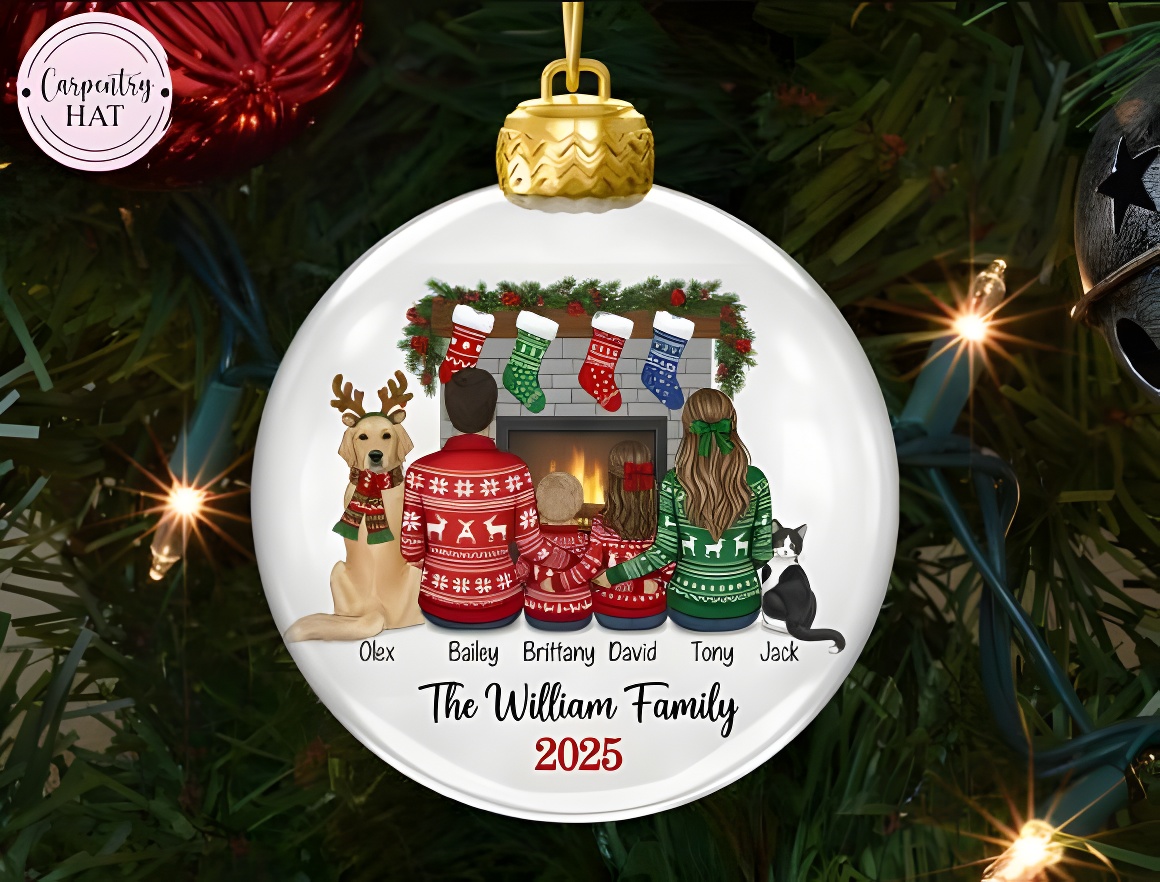 Custom 2025 Family Christmas Ornament - Personalized Names & Pets - Image 2