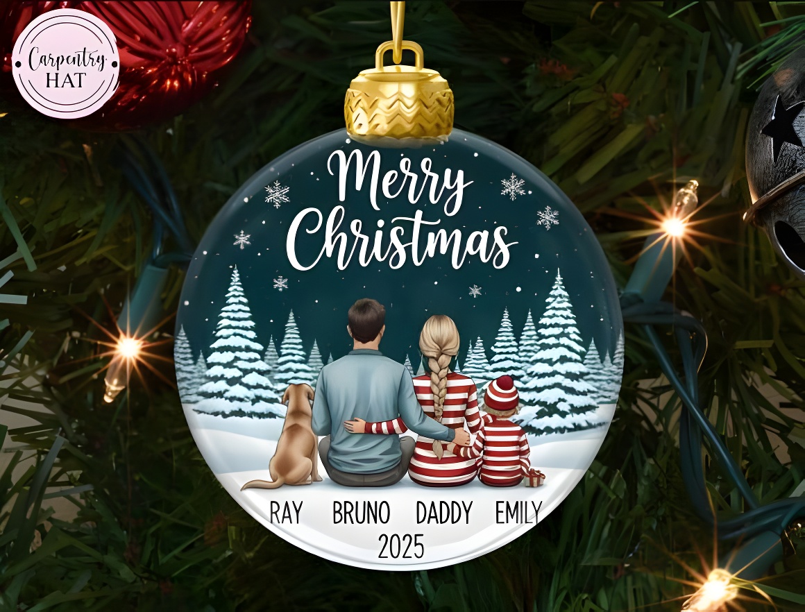 Custom 2025 Family Christmas Ornament - Personalized Names & Pets - Image 4